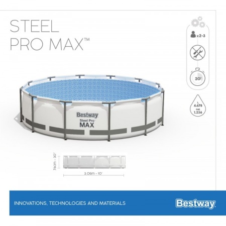 Bestway 56406 BW Каркасный бассейн Steel Pro Max 305х76см, 4678л Bestway 56406 BW Каркасный бассейн Steel Pro Max 305х76см, 4678л